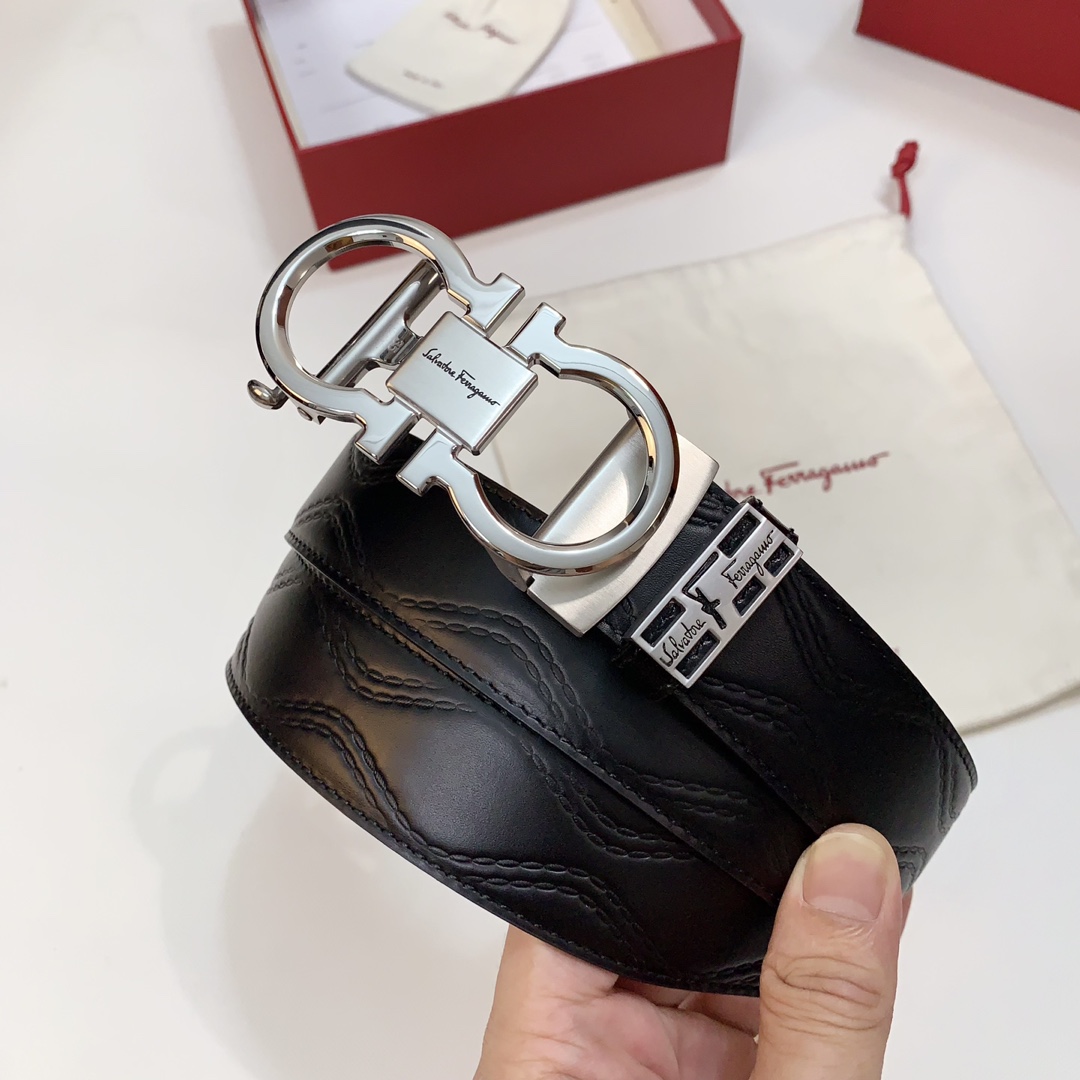 FERRAGAMO イタリア輸入革 プレミアム純鋼自動バックル