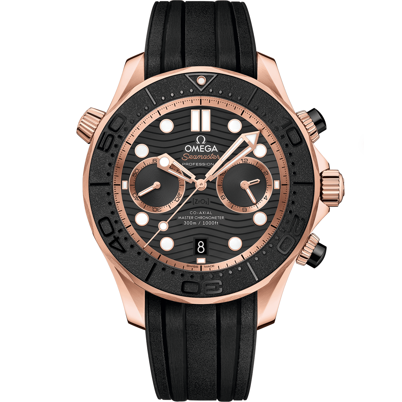 Seamaste﻿r Diver 300﻿M 42 mm, スティール ‑ セドナゴールド   ラバーストラッ﻿プ