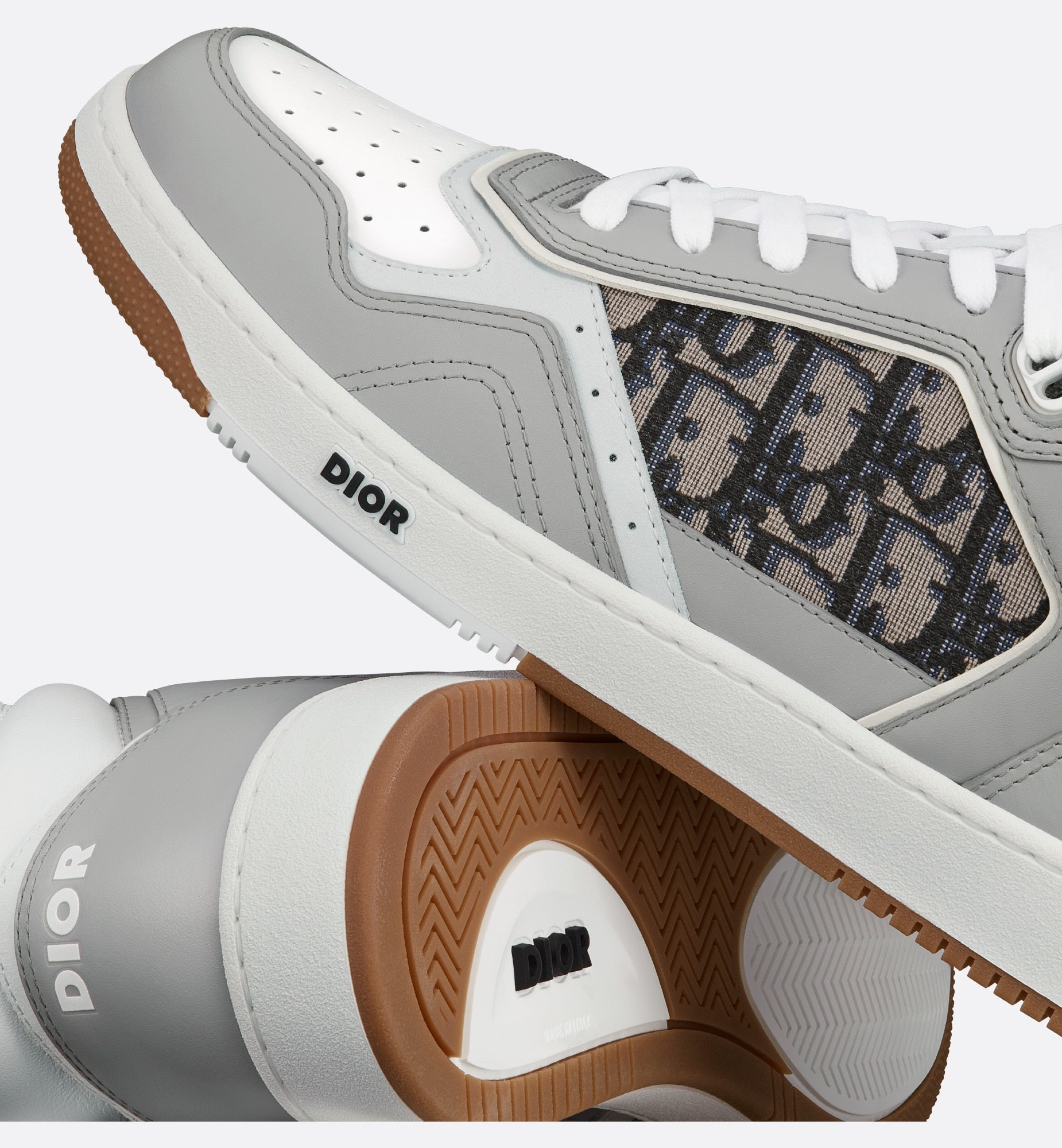 B27 ハイトップスニーカー スムースカーフスキン & ディオール オブリーク ジャカード