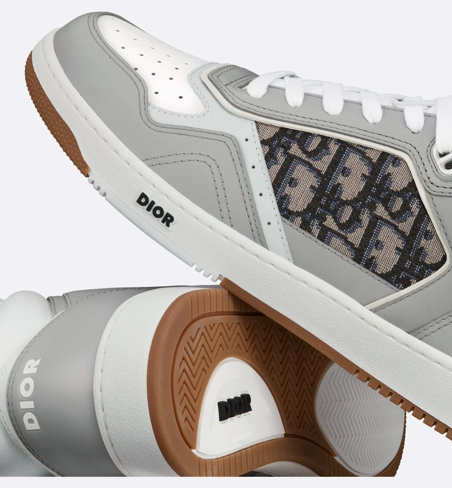 B27 ハイトップスニーカー スムースカーフスキン & ディオール オブリーク ジャカード