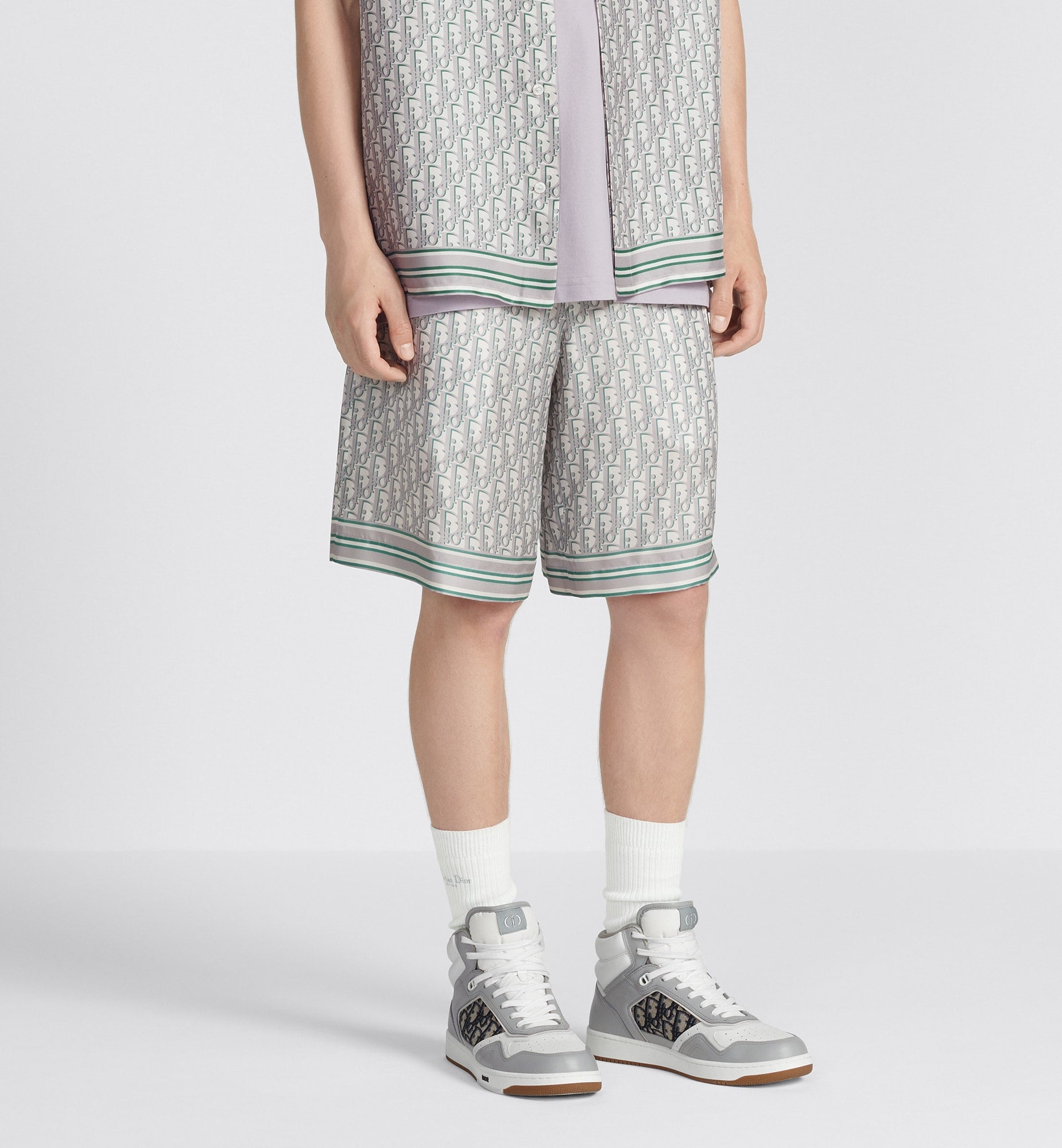 B27 ハイトップスニーカー スムースカーフスキン & ディオール オブリーク ジャカード