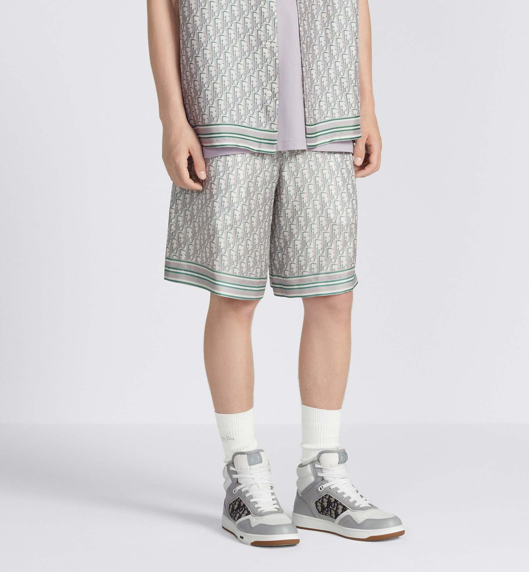 B27 ハイトップスニーカー スムースカーフスキン & ディオール オブリーク ジャカード