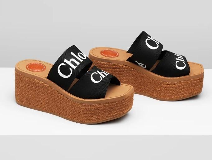 【Chloe】ウェッジミュール キャンバス製「Woody」ウェッジミュール