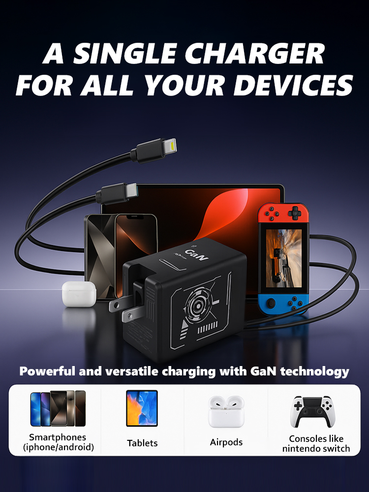 [With retractable charging cable] 120w super fast charging charger