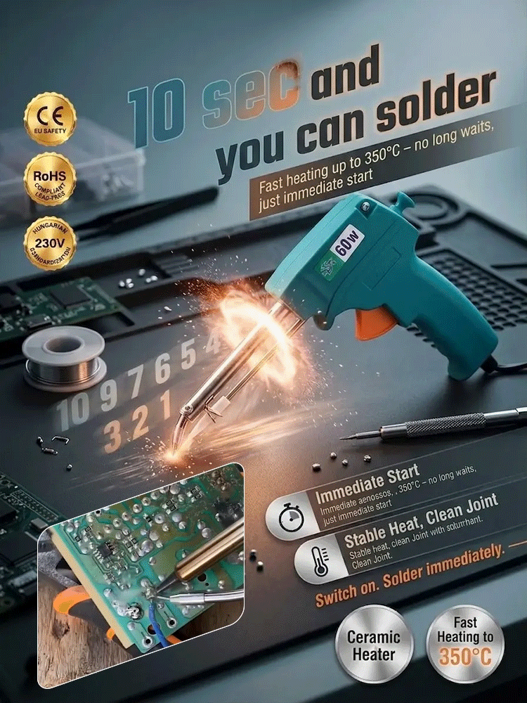 【10-second rapid heating】Automatic solder dispensing handheld soldering gun