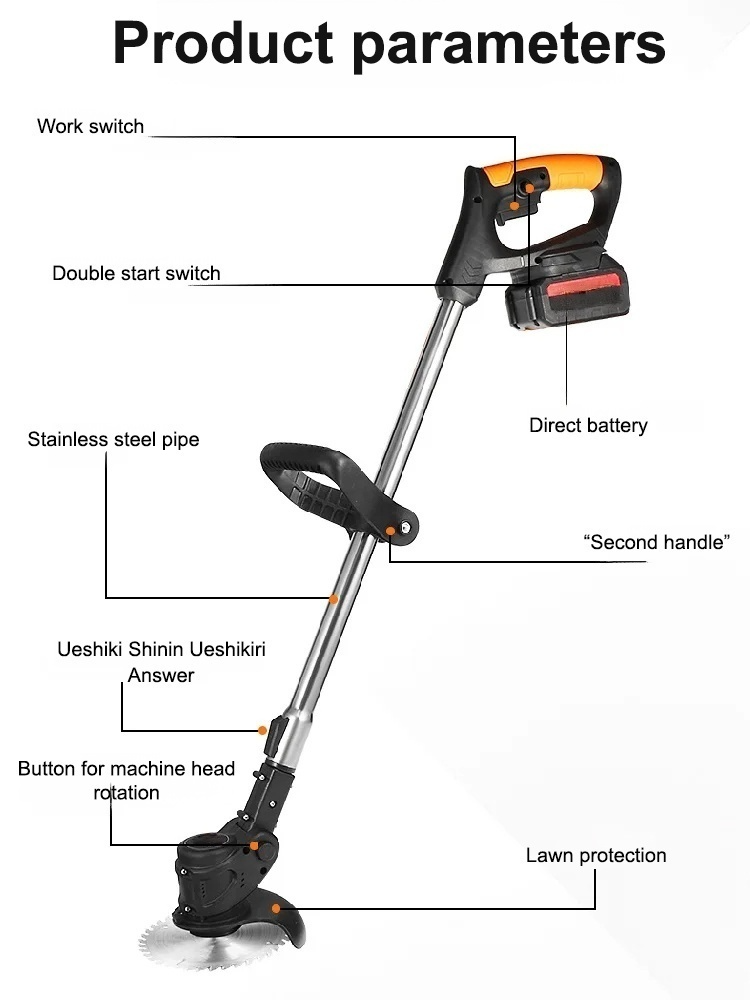 【10-year warranty】High-Efficiency All-Copper Large Capacity Lithium Battery Weed Trimmer