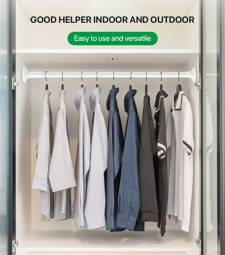 Adjustable drilling free clothes drying rod