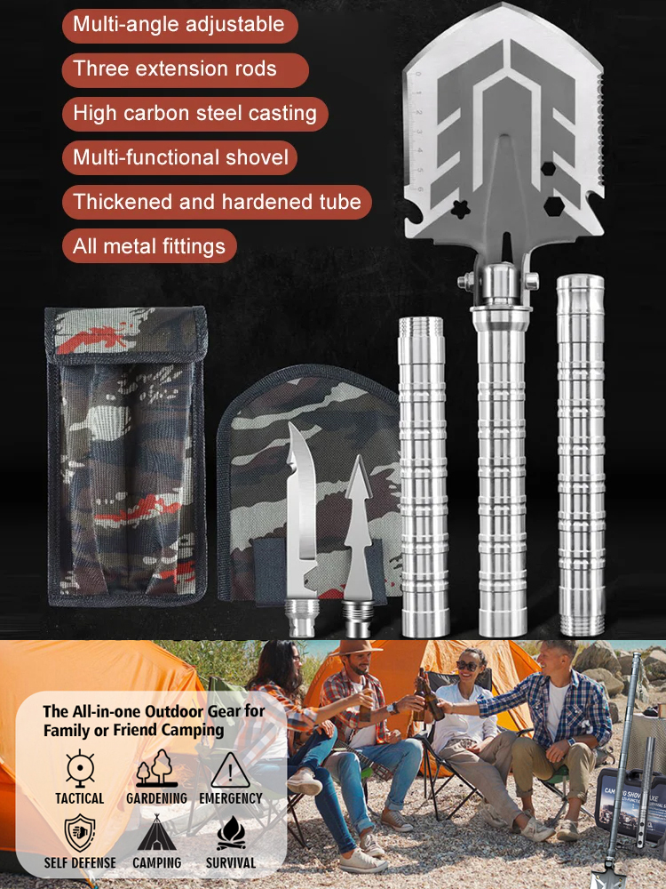 Outdoor Exploration Home Must-Have 28-in-1 Multifunctional Shovel