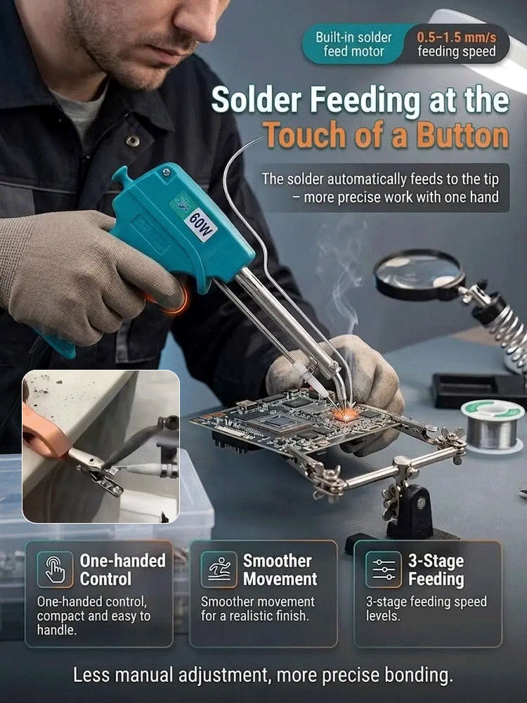 【10-second rapid heating】Automatic solder dispensing handheld soldering gun