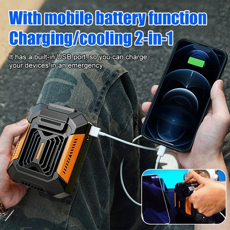 Portable outdoor cooling circulation device [flashlight + mobile power] with belt
