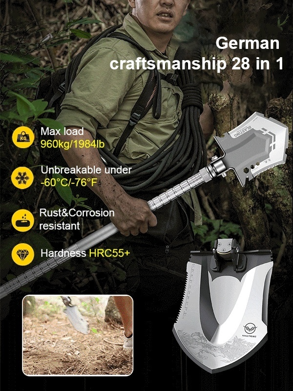 Outdoor Exploration Home Must-Have 28-in-1 Multifunctional Shovel