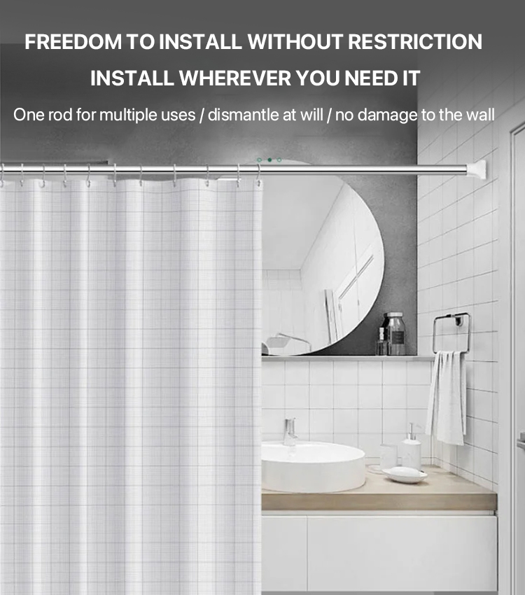 Adjustable drilling free clothes drying rod