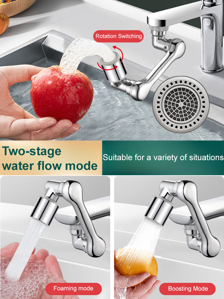 [Multi-function mechanical arm extension and rotation] Splash-proof faucet