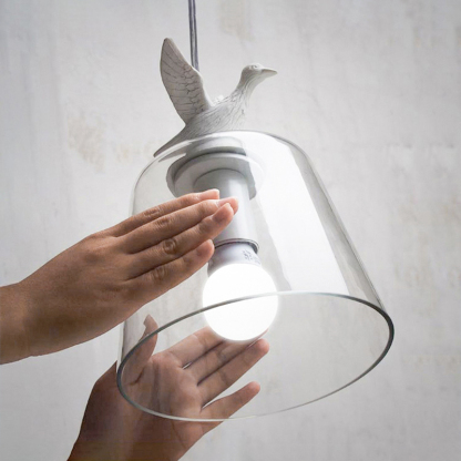 ペンダントライト 北欧 ガラス 小鳥 ダイニング おしゃれ 1灯 口金E26 LED対応 アイアン 金属 モダン シンプル デザイン 照明 天井照明 ライト 玄関 リビング 寝室 洗面所 居間 キッチン ダクトレール 引掛けシーリング 北欧