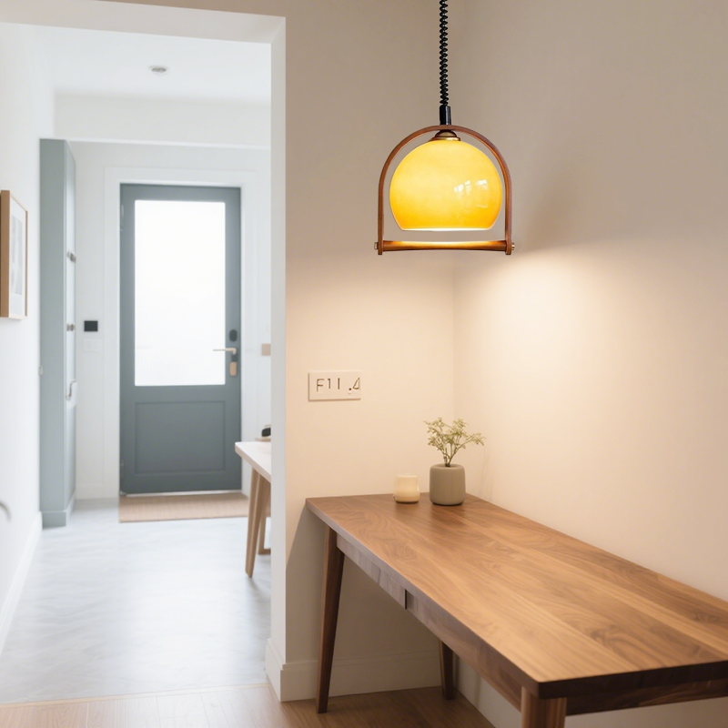 ペンダントライト おしゃれ ガラス レトロ 木 1灯 吊下げ灯 天井照明 間接照明 北欧 LED電球 洋風 キッチン 照明器具 トイレ 階段 引掛シーリング ダクトレール 電気 モダン シンプル かわいい リビング ダイニング インテリア照明 食卓 和室 癒やし 省エネ