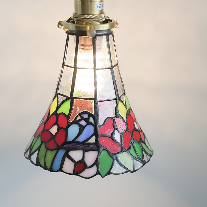 ペンダントライト ダイニング  北欧 ガラス ダクトレール用 花 1灯 E26口金 led モダン シンプル レトロ デザイン 天井照明 シェードランプ  ライト 玄関 リビング  トイレ 寝室 洗面所 居間用 キッチン 食卓用  可愛い 階段 和風 ステンドガラス 光 影 小型