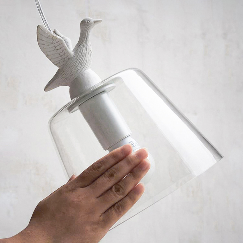 ペンダントライト 北欧 ガラス 小鳥 ダイニング おしゃれ 1灯 口金E26 LED対応 アイアン 金属 モダン シンプル デザイン 照明 天井照明 ライト 玄関 リビング 寝室 洗面所 居間 キッチン ダクトレール 引掛けシーリング 北欧