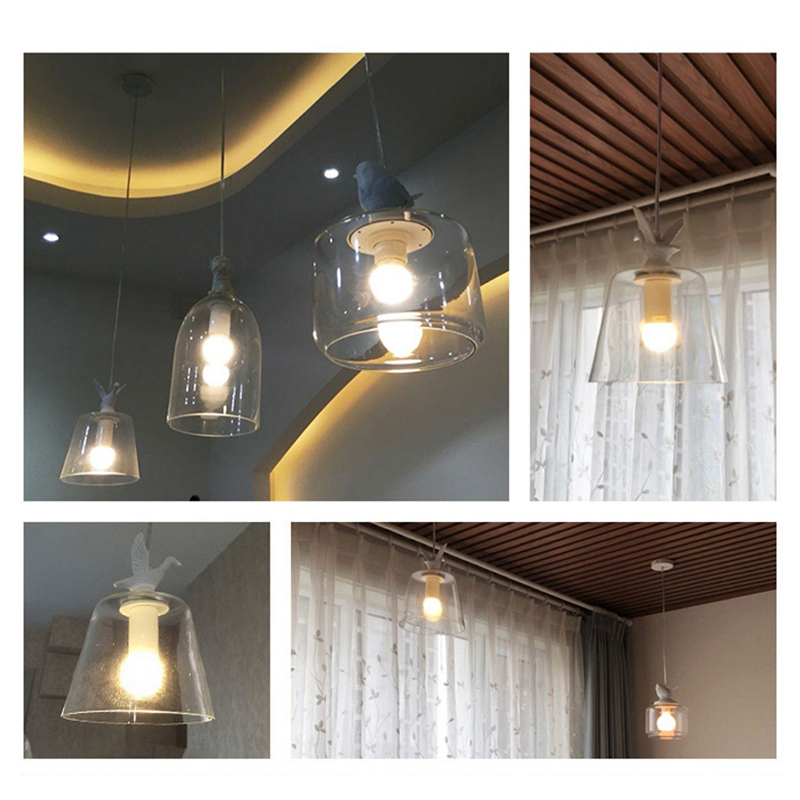 ペンダントライト 北欧 ガラス 小鳥 ダイニング おしゃれ 1灯 口金E26 LED対応 アイアン 金属 モダン シンプル デザイン 照明 天井照明 ライト 玄関 リビング 寝室 洗面所 居間 キッチン ダクトレール 引掛けシーリング 北欧