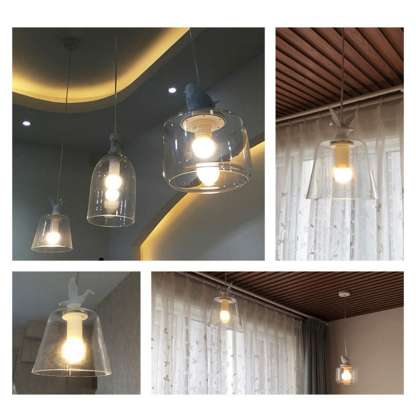 ペンダントライト 北欧 ガラス 小鳥 ダイニング おしゃれ 1灯 口金E26 LED対応 アイアン 金属 モダン シンプル デザイン 照明 天井照明 ライト 玄関 リビング 寝室 洗面所 居間 キッチン ダクトレール 引掛けシーリング 北欧