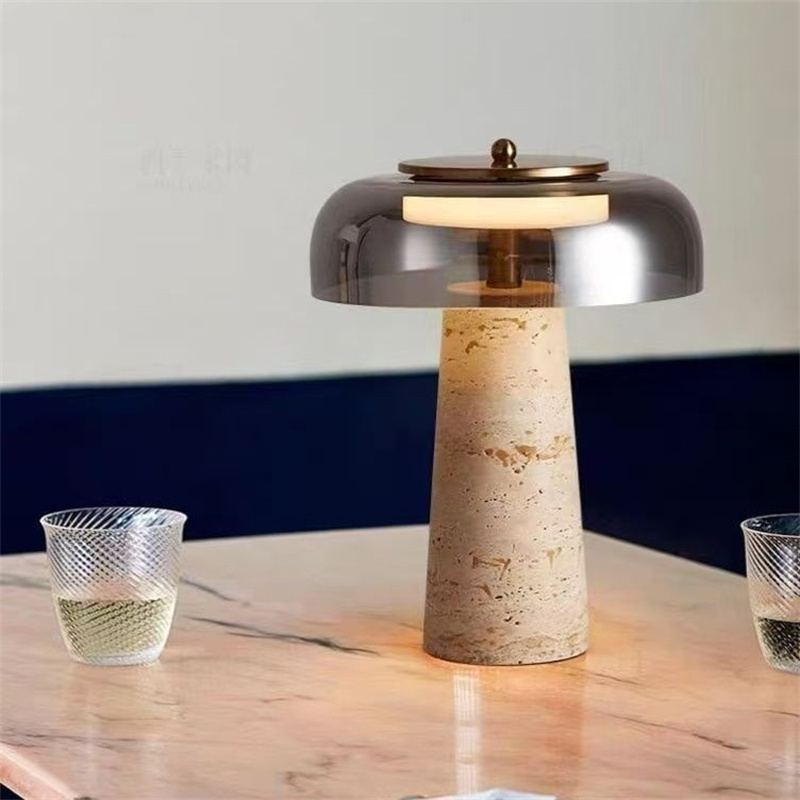 テーブルライト おしゃれ 天然大理石 マーブル ガラス ベッドライト 寝室 LED対応 間接照明 ホテル インテリア