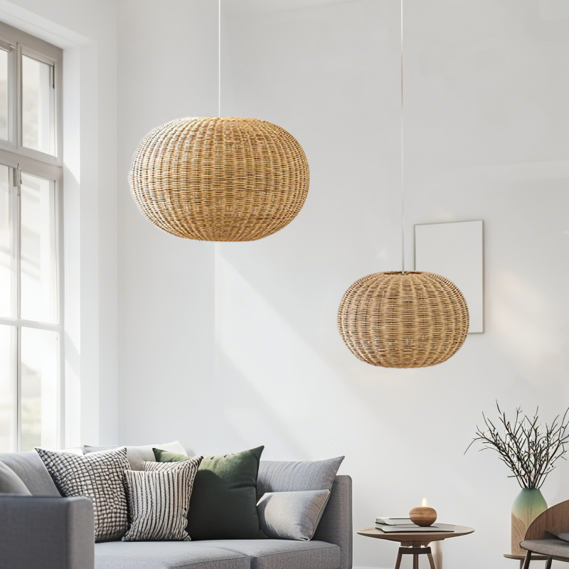 ペンダントライト ラタン 籐 和風 和室 ダイニング おしゃれ 1灯 口金E26 LED対応 モダン シンプル デザイン 照明 天井照明 シェードランプ ライト 玄関 リビング 寝室 洗面所 居間用 キッチン 引掛けシーリング 送料無料