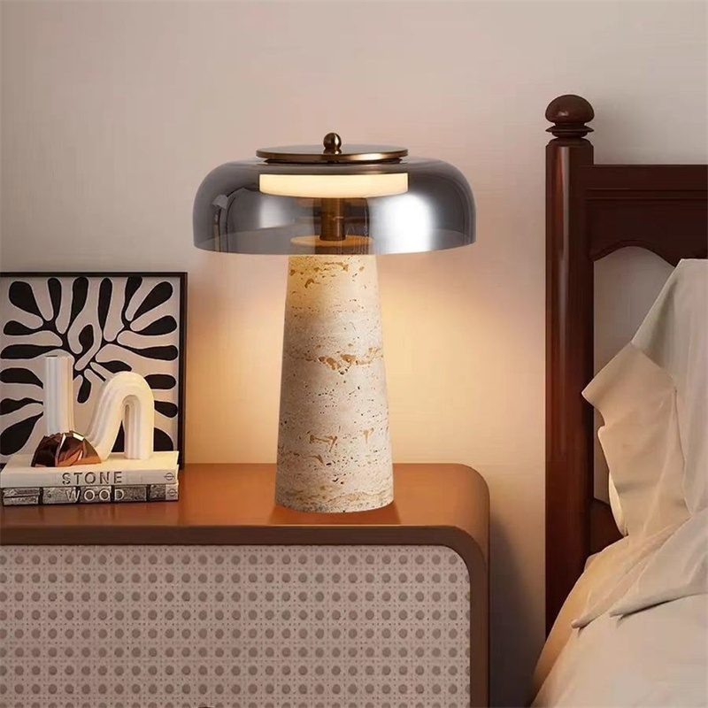 テーブルライト おしゃれ 天然大理石 マーブル ガラス ベッドライト 寝室 LED対応 間接照明 ホテル インテリア