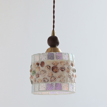 ペンダントライト ダイニング  北欧 ガラス 木 ダクトレール用 貝殻 筒型 1灯 E26口金 led モダン シンプル レトロ デザイン 天井照明 シェードランプ 玄関 リビング  トイレ 寝室 洗面所 居間用 キッチン 食卓用  可愛い 階段 和風  光 影 雰囲気作り