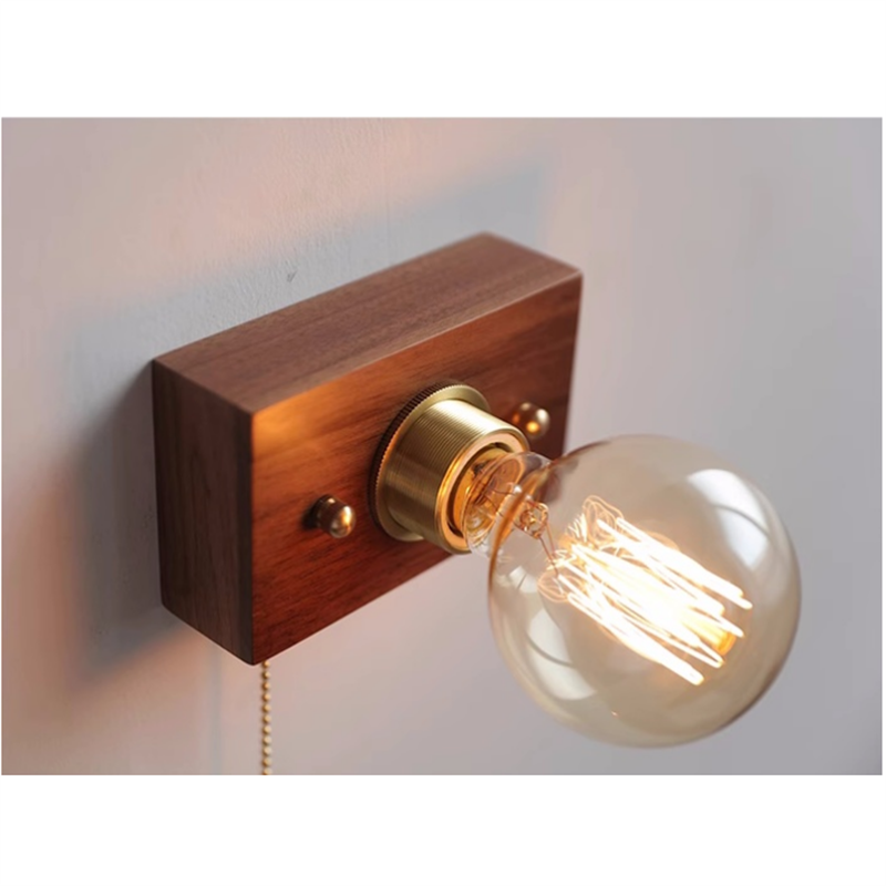 ウォールライト 1灯 レトロ 木製 照明 口金E26/27 装飾照明 デザイン LED シンプル クラシック おしゃれ モダン 北欧 書斎 階段 玄関 洗面所 寝室 リビング 木 壁掛け ダイニング ウォールナット　原木色