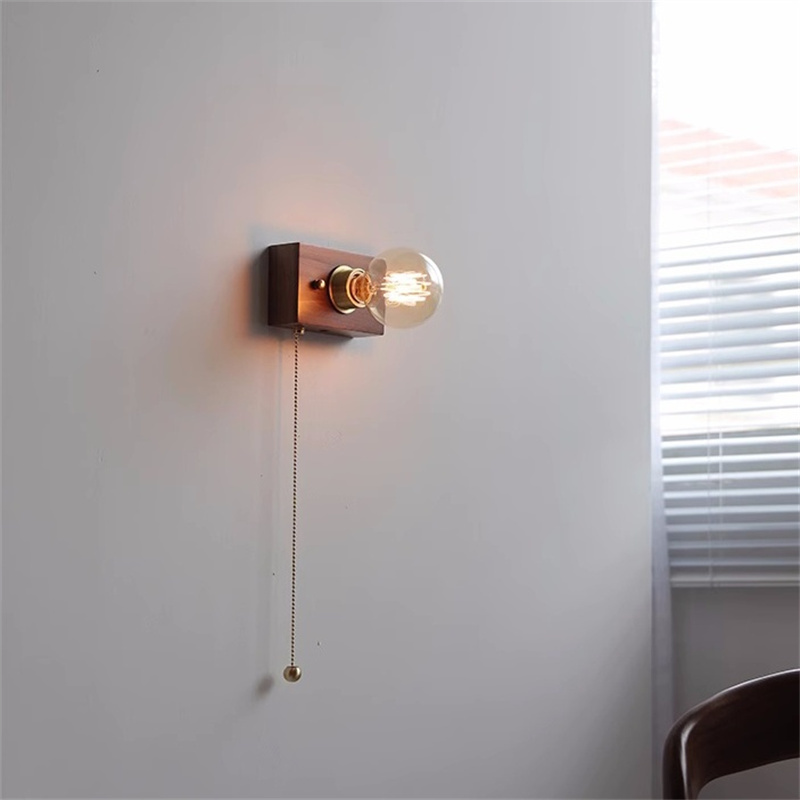 ウォールライト 1灯 レトロ 木製 照明 口金E26/27 装飾照明 デザイン LED シンプル クラシック おしゃれ モダン 北欧 書斎 階段 玄関 洗面所 寝室 リビング 木 壁掛け ダイニング ウォールナット　原木色