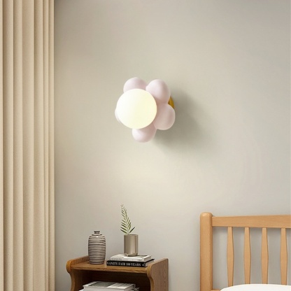 可愛い花 壁掛け ウォールライト シーリングライト  木 ガラス 壁飾り 北欧 1灯 ダイニング おしゃれ led モダン シンプル デザイン 照明 花びら シェードランプ ライト 玄関 リビングルーム 寝室 洗面所 居間用 ホワイト キッチン 新生活 子供部屋
