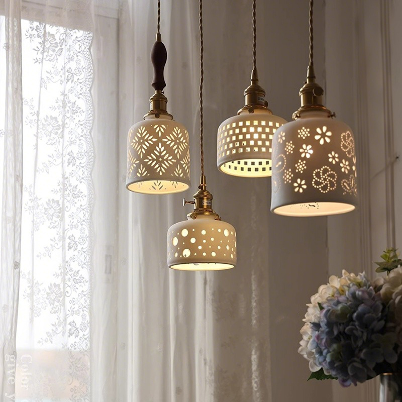 ペンダントライト 北欧 ダイニング おしゃれ 口金E26 陶器 磁器 筒型 花紋 食卓用 天井照明 レトロ ナチュラル シンプル キッチン 玄関 シーリングライト カフェ 照明 おしゃれ セラミック リビング 居間 インテリア 寝室 カントリー 小型 引越し