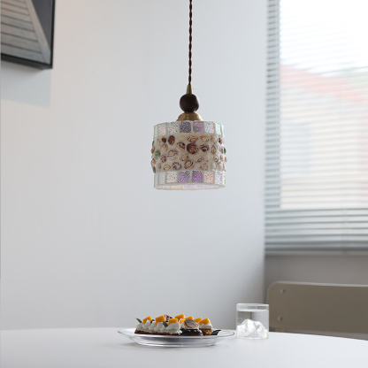 ペンダントライト ダイニング  北欧 ガラス 木 ダクトレール用 貝殻 筒型 1灯 E26口金 led モダン シンプル レトロ デザイン 天井照明 シェードランプ 玄関 リビング  トイレ 寝室 洗面所 居間用 キッチン 食卓用  可愛い 階段 和風  光 影 雰囲気作り