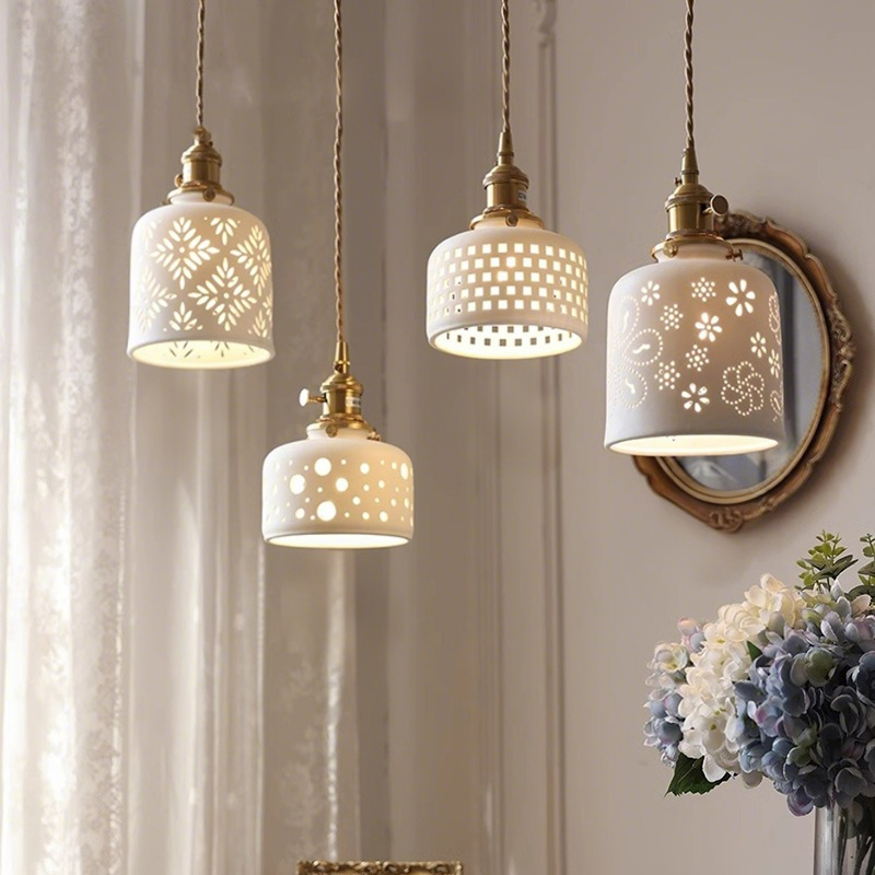ペンダントライト 北欧 ダイニング おしゃれ 口金E26 陶器 磁器 筒型 花紋 食卓用 天井照明 レトロ ナチュラル シンプル キッチン 玄関 シーリングライト カフェ 照明 おしゃれ セラミック リビング 居間 インテリア 寝室 カントリー 小型 引越し