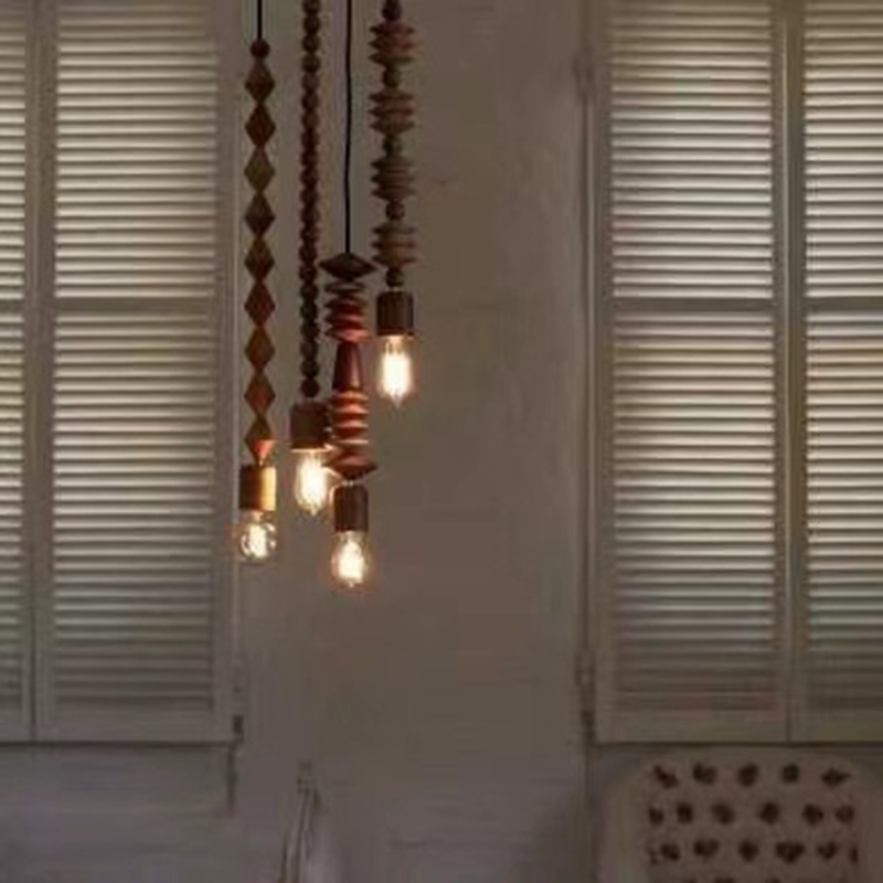 ペンダントライト ダイニング  北欧 木 胡桃色 ダクトレール用 アイアン 積み木 1灯 E26口金 led モダン シンプル レトロ デザイン 天井照明 シェードランプ  ライト 玄関 リビング  トイレ 寝室 洗面所 居間用 キッチン 食卓用  可愛い 階段 和風 ブロック