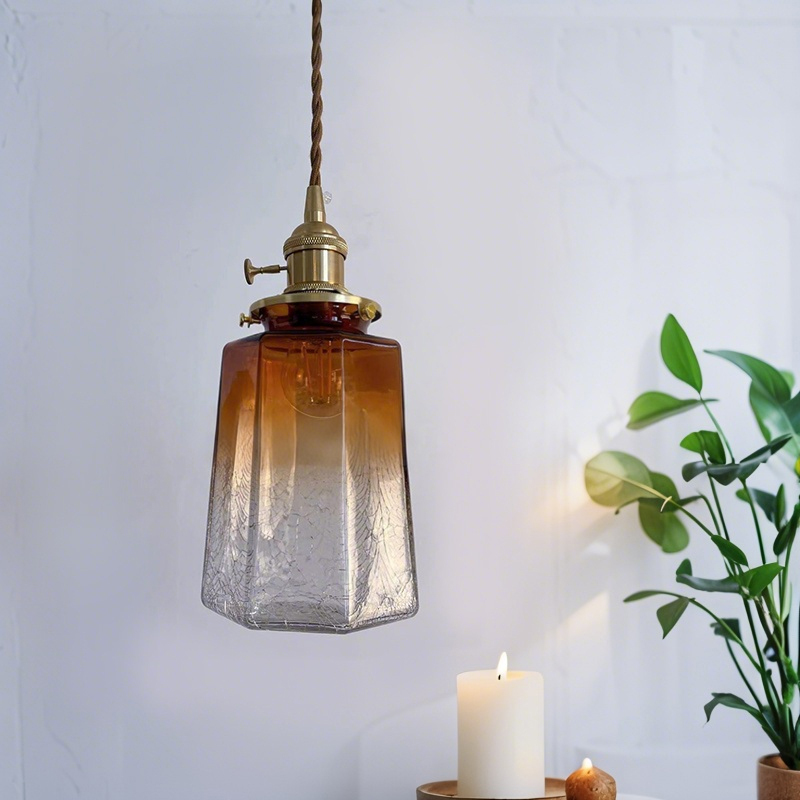 ペンダントライト ダイニング  北欧 ガラス ダクトレール用 アイアン 筒型 1灯 E26口金 led モダン シンプル レトロ デザイン 天井照明 シェードランプ  細長い ひび リビング  トイレ 寝室 洗面所 居間 キッチン 食卓用  可愛い 階段 和風 クリア 光 影 アンバー