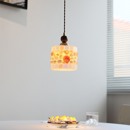 ペンダントライト ダイニング  北欧 ガラス 木 ダクトレール用 貝殻 筒型 1灯 E26口金 led モダン シンプル レトロ デザイン 天井照明 シェードランプ 玄関 リビング  トイレ 寝室 洗面所 居間用 キッチン 食卓用  可愛い 階段 和風  光 影 雰囲気作り