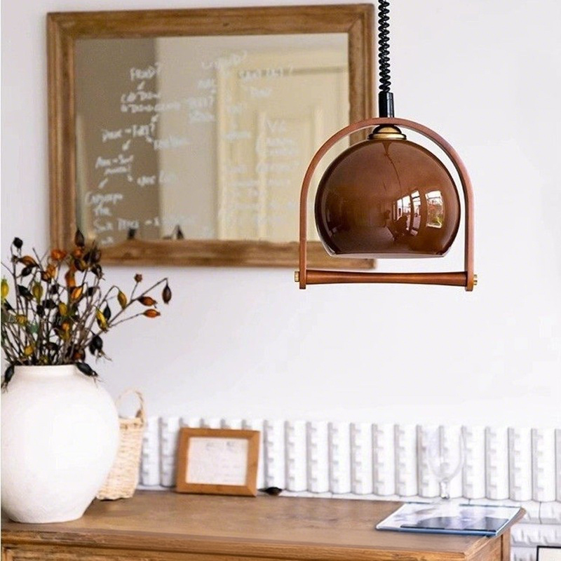 ペンダントライト おしゃれ ガラス レトロ 木 1灯 吊下げ灯 天井照明 間接照明 北欧 LED電球 洋風 キッチン 照明器具 トイレ 階段 引掛シーリング ダクトレール 電気 モダン シンプル かわいい リビング ダイニング インテリア照明 食卓 和室 癒やし 省エネ