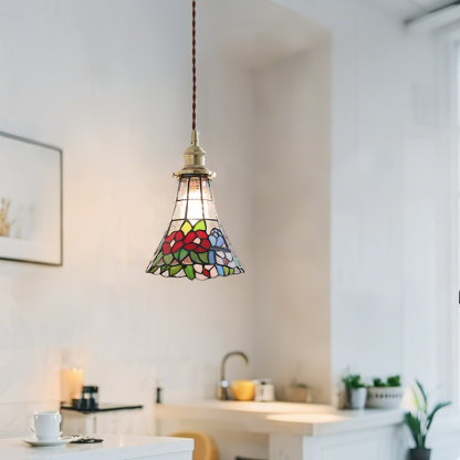 ペンダントライト ダイニング  北欧 ガラス ダクトレール用 花 1灯 E26口金 led モダン シンプル レトロ デザイン 天井照明 シェードランプ  ライト 玄関 リビング  トイレ 寝室 洗面所 居間用 キッチン 食卓用  可愛い 階段 和風 ステンドガラス 光 影 小型