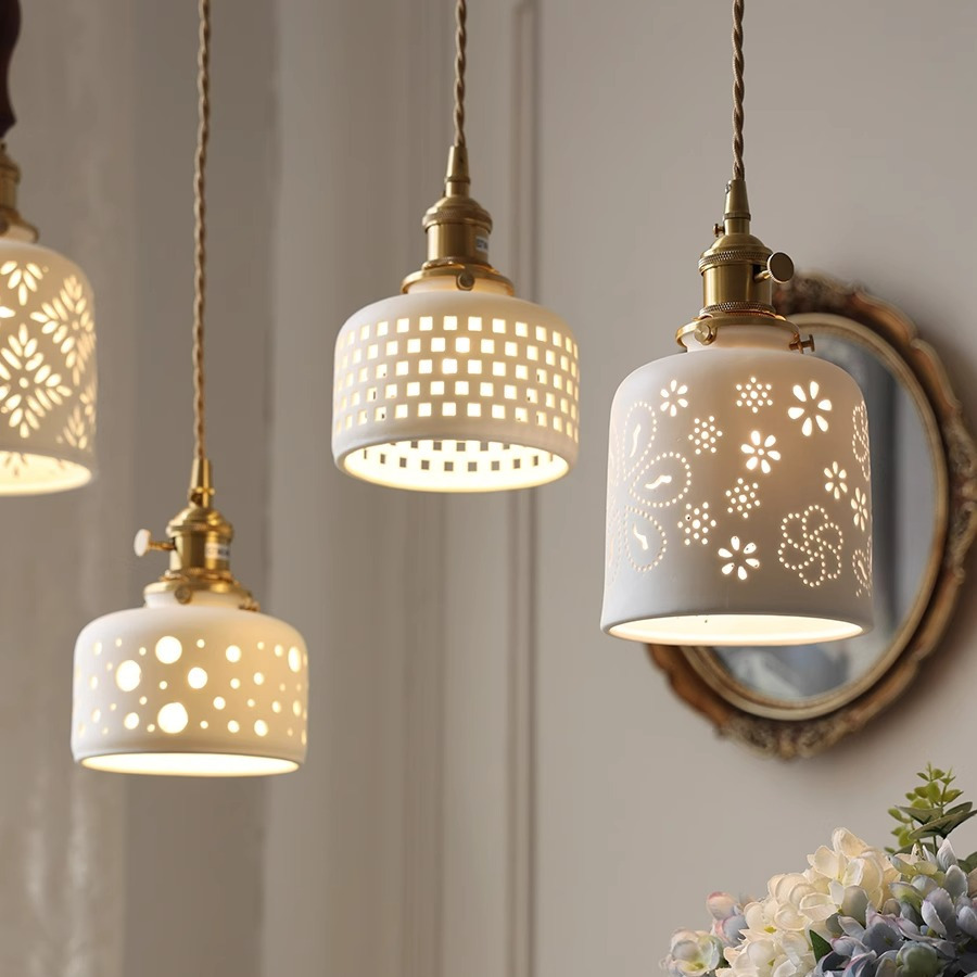 ペンダントライト 北欧 ダイニング おしゃれ 口金E26 陶器 磁器 筒型 花紋 食卓用 天井照明 レトロ ナチュラル シンプル キッチン 玄関 シーリングライト カフェ 照明 おしゃれ セラミック リビング 居間 インテリア 寝室 カントリー 小型 引越し