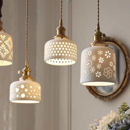 ペンダントライト 北欧 ダイニング おしゃれ 口金E26 陶器 磁器 筒型 花紋 食卓用 天井照明 レトロ ナチュラル シンプル キッチン 玄関 シーリングライト カフェ 照明 おしゃれ セラミック リビング 居間 インテリア 寝室 カントリー 小型 引越し