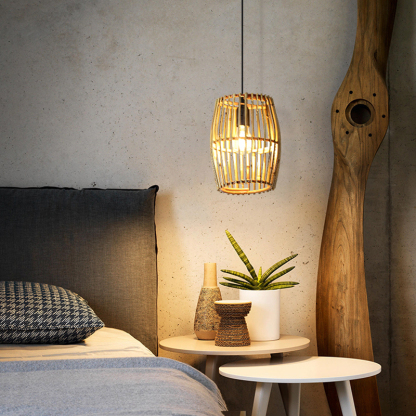 ペンダントライト ダイニング  北欧 ダクトレール用 藤 竹 円型 1灯 E26口金 led モダン シンプル レトロ デザイン 天井照明 シェードランプ  ライト 玄関 リビング  トイレ 寝室 洗面所 居間用 キッチン 食卓用  可愛い 階段 和風 子供部屋 光 影 天然素材 自然