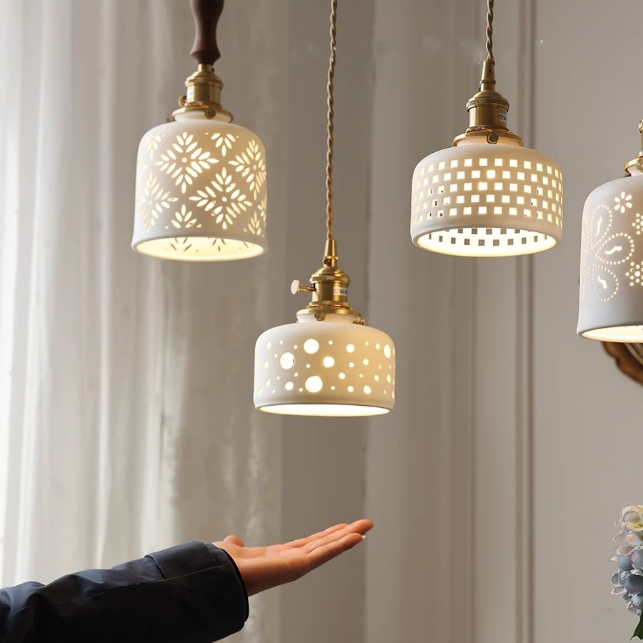 ペンダントライト 北欧 ダイニング おしゃれ 口金E26 陶器 磁器 筒型 花紋 食卓用 天井照明 レトロ ナチュラル シンプル キッチン 玄関 シーリングライト カフェ 照明 おしゃれ セラミック リビング 居間 インテリア 寝室 カントリー 小型 引越し