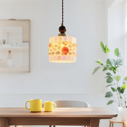 ペンダントライト ダイニング  北欧 ガラス 木 ダクトレール用 貝殻 筒型 1灯 E26口金 led モダン シンプル レトロ デザイン 天井照明 シェードランプ 玄関 リビング  トイレ 寝室 洗面所 居間用 キッチン 食卓用  可愛い 階段 和風  光 影 雰囲気作り