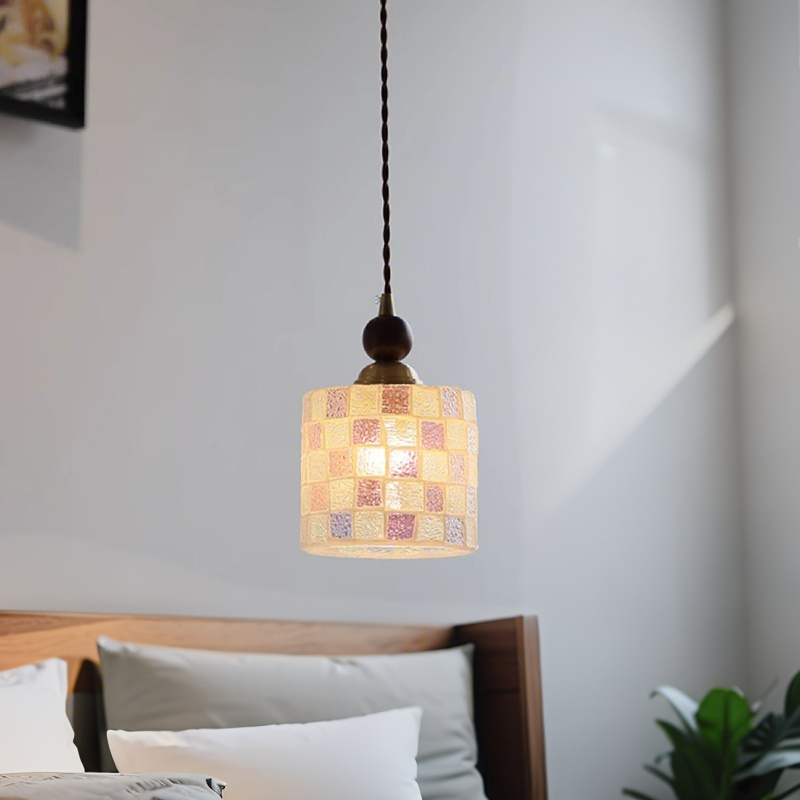 ペンダントライト ダイニング  北欧 ガラス 木 ダクトレール用 貝殻 筒型 1灯 E26口金 led モダン シンプル レトロ デザイン 天井照明 シェードランプ 玄関 リビング  トイレ 寝室 洗面所 居間用 キッチン 食卓用  可愛い 階段 和風  光 影 雰囲気作り