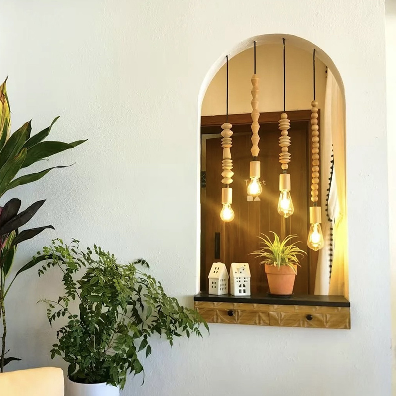 ペンダントライト ダイニング  北欧 木 胡桃色 ダクトレール用 アイアン 積み木 1灯 E26口金 led モダン シンプル レトロ デザイン 天井照明 シェードランプ  ライト 玄関 リビング  トイレ 寝室 洗面所 居間用 キッチン 食卓用  可愛い 階段 和風 ブロック