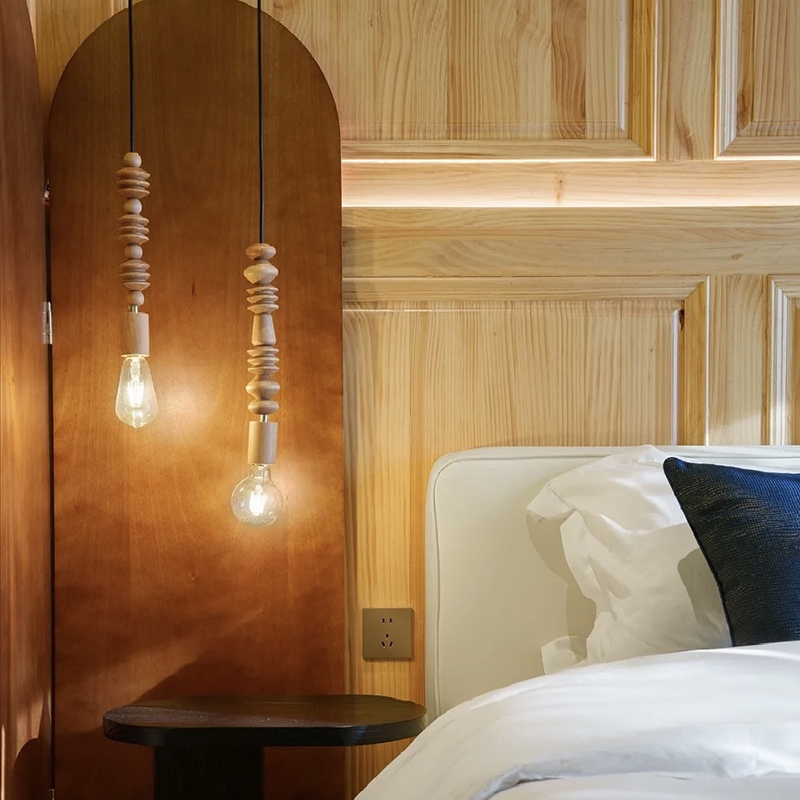 ペンダントライト ダイニング  北欧 木 胡桃色 ダクトレール用 アイアン 積み木 1灯 E26口金 led モダン シンプル レトロ デザイン 天井照明 シェードランプ  ライト 玄関 リビング  トイレ 寝室 洗面所 居間用 キッチン 食卓用  可愛い 階段 和風 ブロック