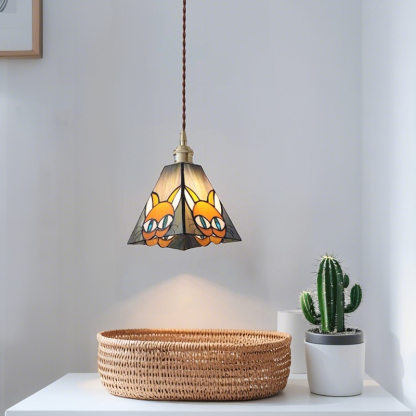 ペンダントライト ダイニング  北欧 ガラス ダクトレール用 アイアン 猫 ねこ 台形 1灯 E26口金 led モダン シンプル レトロ デザイン 天井照明 シェードランプ  玄関 リビング  トイレ 寝室 洗面所 居間用 キッチン 食卓用  可愛い 階段 和風  ステンドガラス