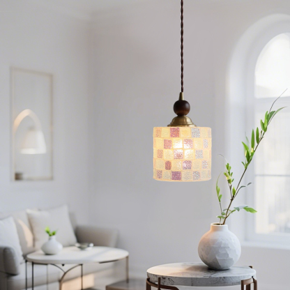 ペンダントライト ダイニング  北欧 ガラス 木 ダクトレール用 貝殻 筒型 1灯 E26口金 led モダン シンプル レトロ デザイン 天井照明 シェードランプ 玄関 リビング  トイレ 寝室 洗面所 居間用 キッチン 食卓用  可愛い 階段 和風  光 影 雰囲気作り