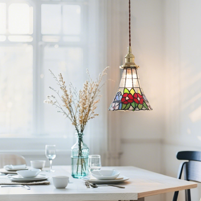 ペンダントライト ダイニング  北欧 ガラス ダクトレール用 花 1灯 E26口金 led モダン シンプル レトロ デザイン 天井照明 シェードランプ  ライト 玄関 リビング  トイレ 寝室 洗面所 居間用 キッチン 食卓用  可愛い 階段 和風 ステンドガラス 光 影 小型