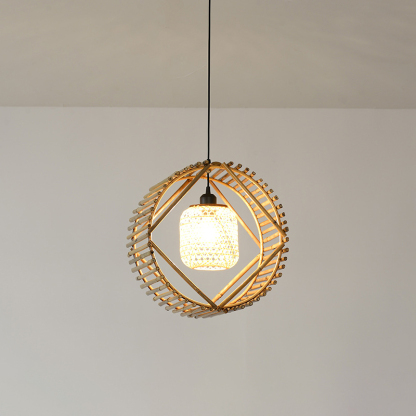 ペンダントライト ダイニング  北欧 ダクトレール用 藤 竹 円型 1灯 E26口金 led モダン シンプル レトロ デザイン 天井照明 シェードランプ  ライト 玄関 リビング  トイレ 寝室 洗面所 居間用 キッチン 食卓用  可愛い 階段 和風 子供部屋 光 影 天然素材 自然